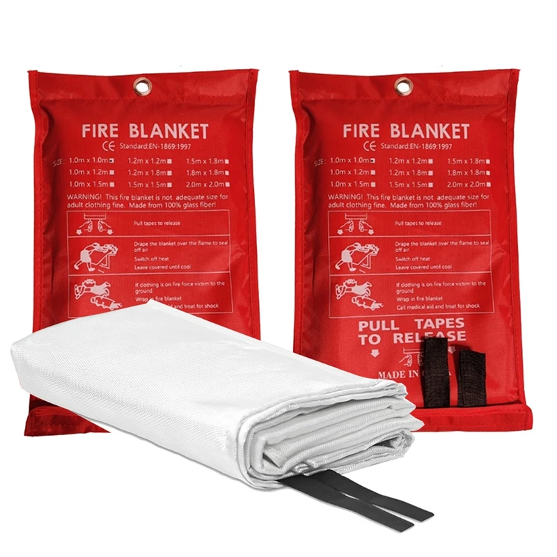 2PCS Emergency Fire Blanket, Fire Blanket, Suppression Blanket For Kitchen, Grill, Fireplace (39.4Inch X 39.4Inch)