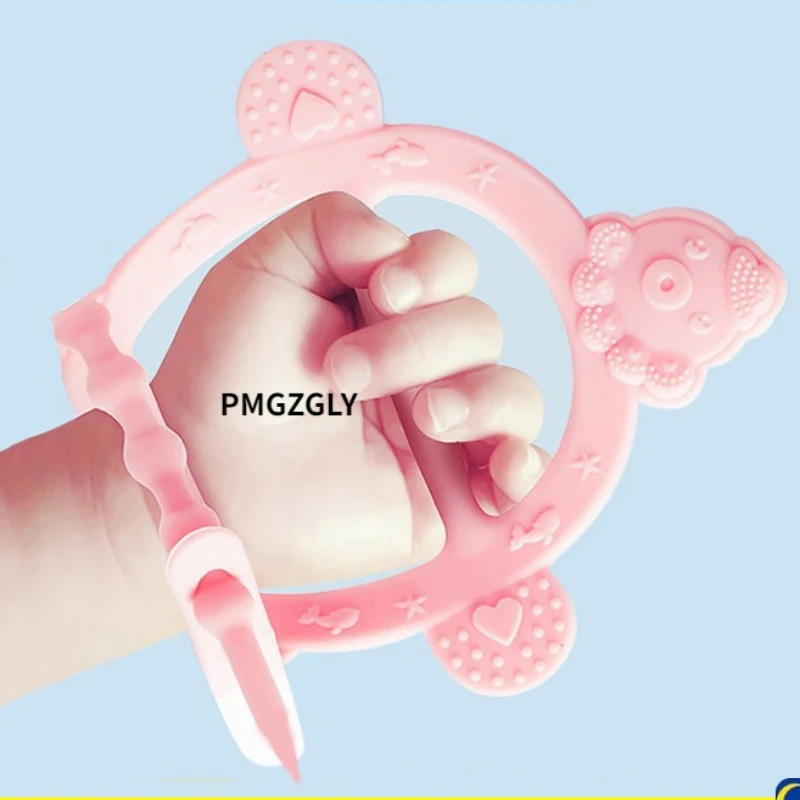 Baby Toothbrush Small Anti-card Throat Soft Hair Toothbrush Hand Ring Training Grip Children Chewing silicone brush