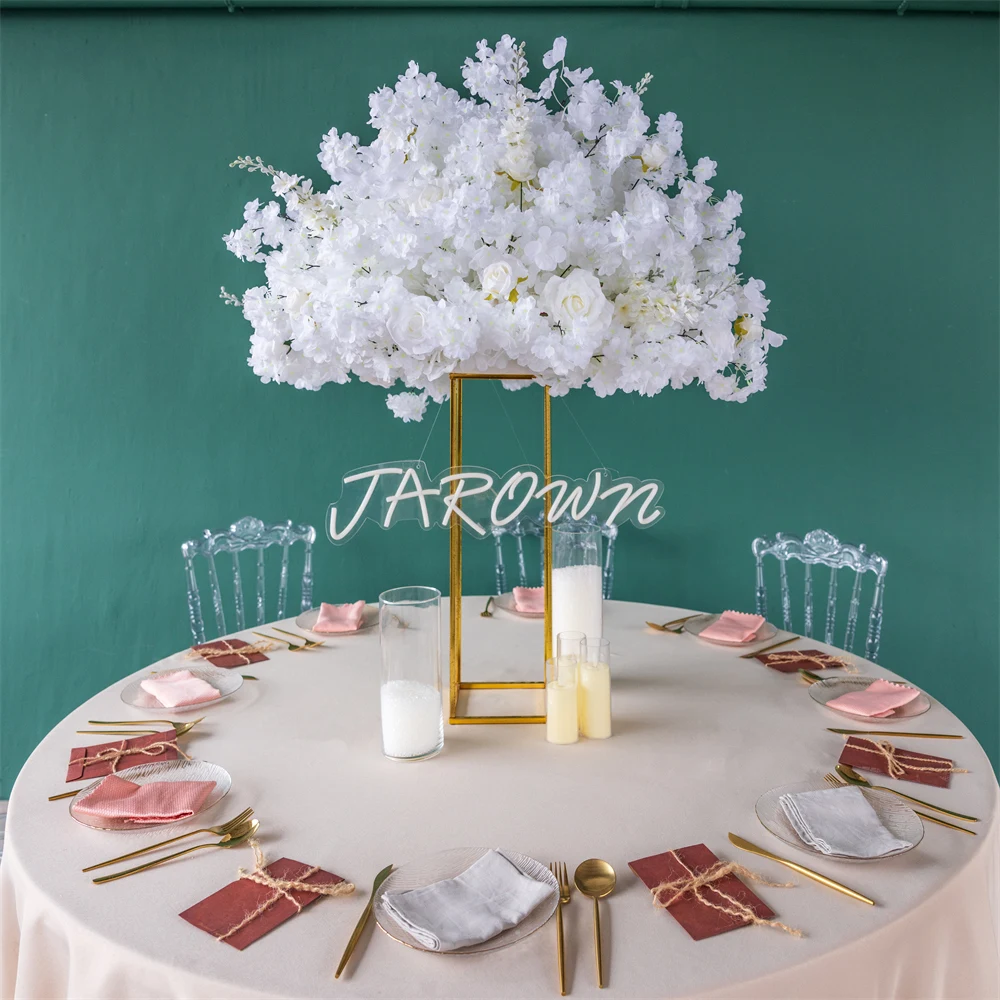 

2.5ft Dia Artificial White Rose Green Baby Breath Silk Flower Ball for Mariage Decoration Table Centerpiece Flowers Supplier