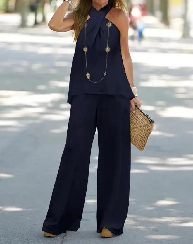Conjunto Feminino PINSPARK 2 Peças - Macio, Calça Larga, Ideal Para Viagem E Dia A Dia
