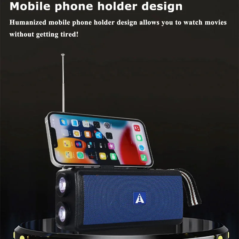 Portble FM Radio Dual Solar Panels Emergency Radio Receiver with Dual Flashlight Wireless TWS Bluetooth5.3 Speaker TF Card Playe