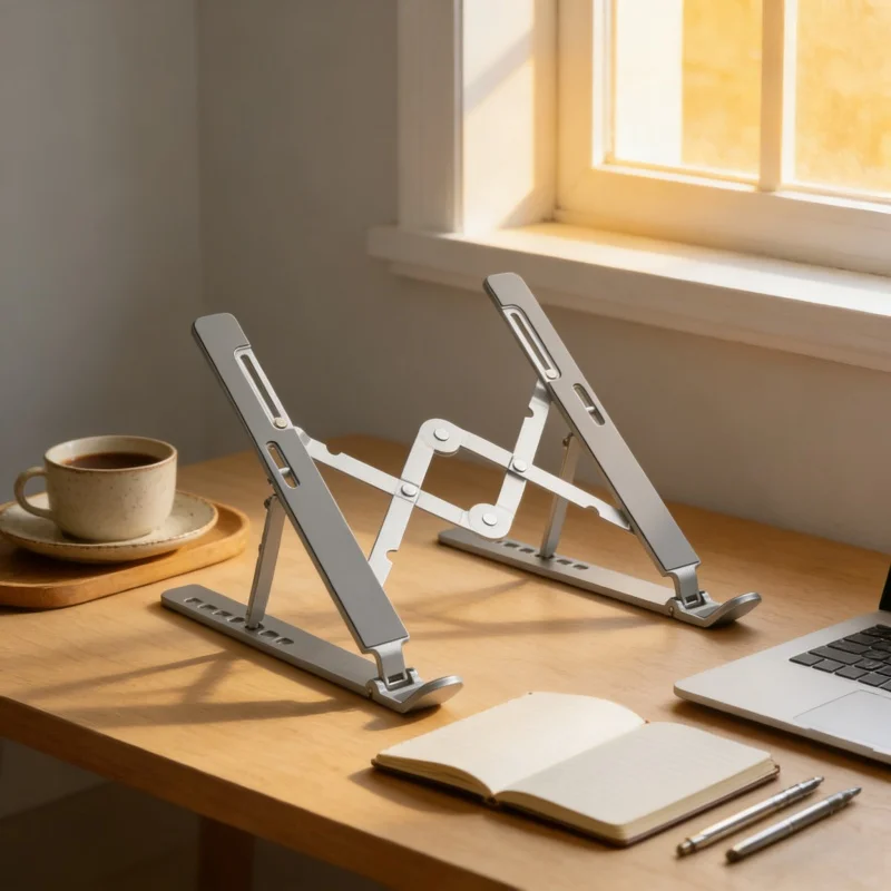 휴대용 듀얼 포크 접이식 알루미늄 합금 노트북 & 태블릿 스탠드, 높이 조절 가능 엘리베이팅 지지대