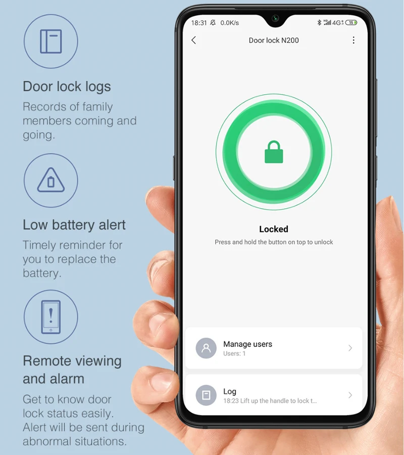 Original Smart Door Lock N200 Fingerprint Door Locks Bluetooth Password NFC Unl