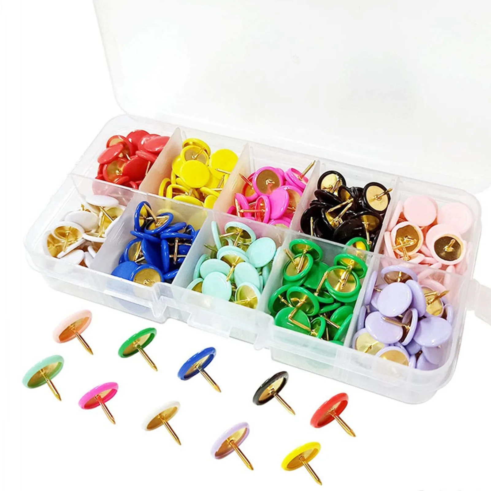 100pcs Push Pins Round Head Thumbtacks Decorative Colored Thumb Tacks for Office School Supplies