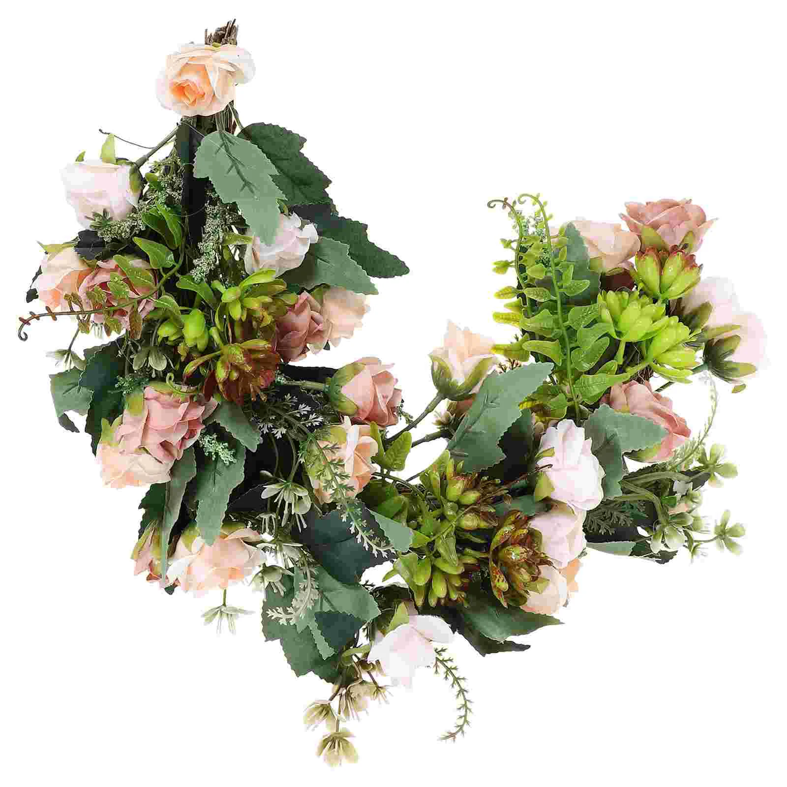 

Artificial Garland Decor Rose Flowers Wreath Wedding Simulation Decoration Half Moon Home Wooden Vintage