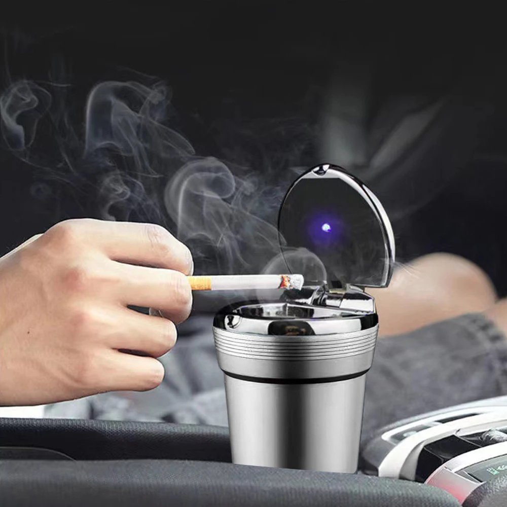 Car Ashtray Led Light Car Ashtray Car Garbag Can With Cover Creative auto Smokeless Smoke Ash Tray With Cover Holder Auto Accessories