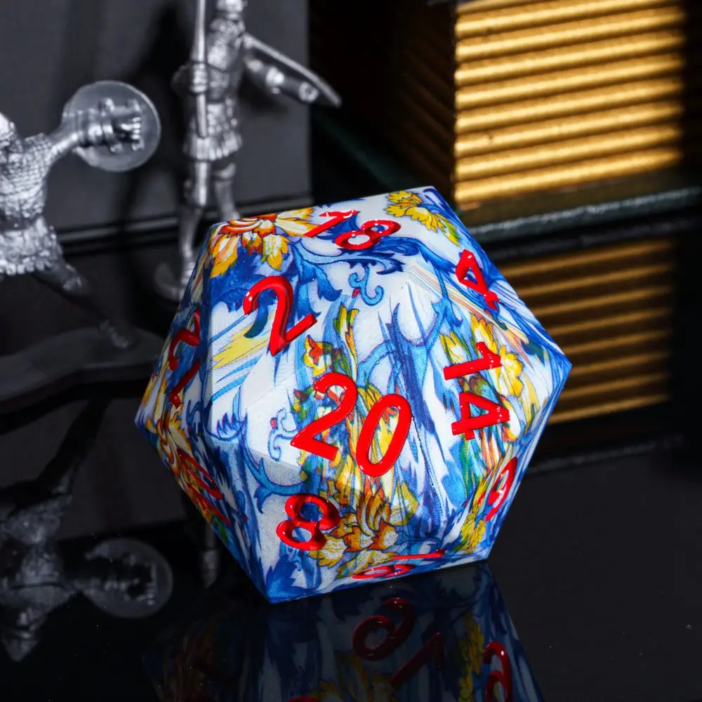 

Cusdie 55MM D20 Dice Big Size 20 Sided Dice with Unique Pattern Single D20 Polyhedral Dice for RPG Board Games Collection Gift