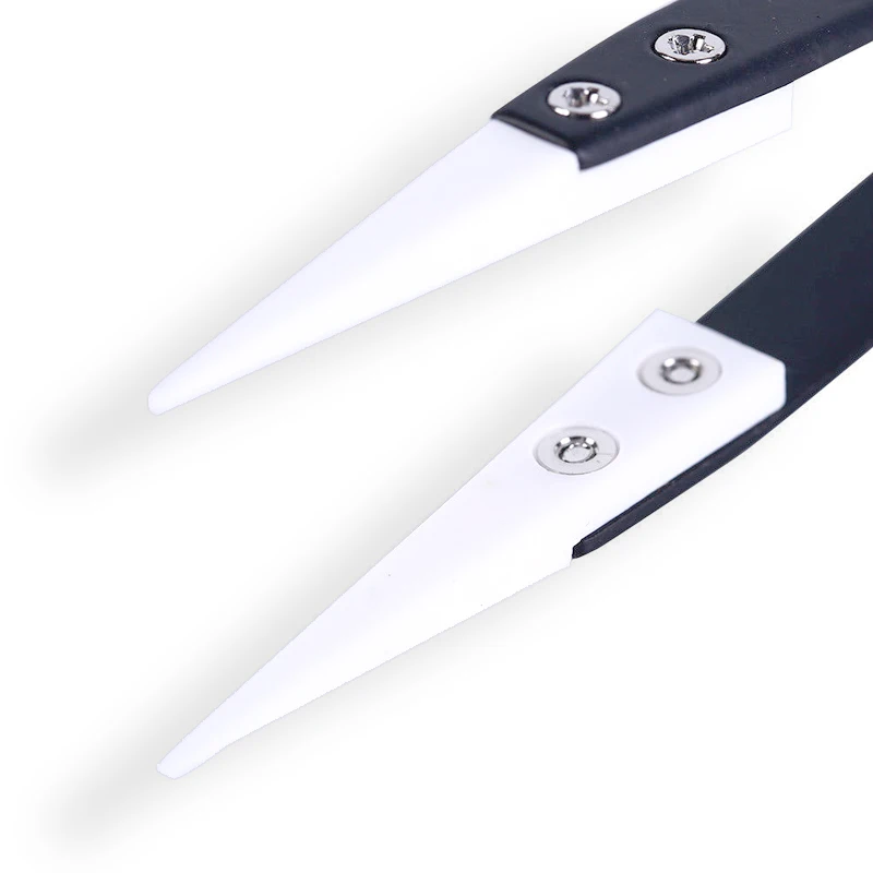 Ceramic Head With Hardware Handle Zirconia Stainless Steel Antistatic Insulation High Temperature Resistant Tweezers precision tweezers tweezer tool esd anti static tweezers ceramic tweezers