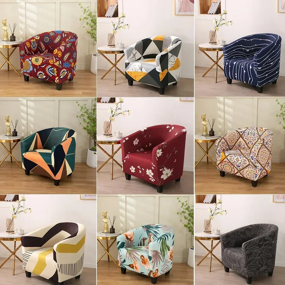 Elastic All Inclusive Single Half Round Armchair Sofa Cover Removable Couch Cover for Club Counter Living Room Reception 1PC