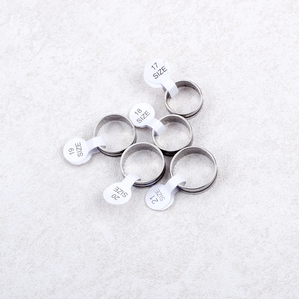 Hot 50/100Pcs Mixed Stainless Steel Black Stripe Rings Wholesale Bulk Men Women Wedding Ring Jewelry Gifts17-21mm Lots 6