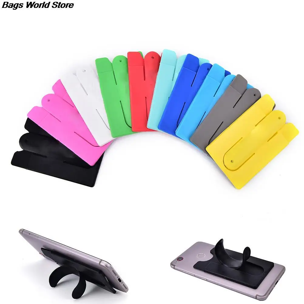 Multi Colors Card Holder Case Pouch For Cell Phone Colorful Card Holder Fashion Adhesive Sticker Back Cover 1pcs