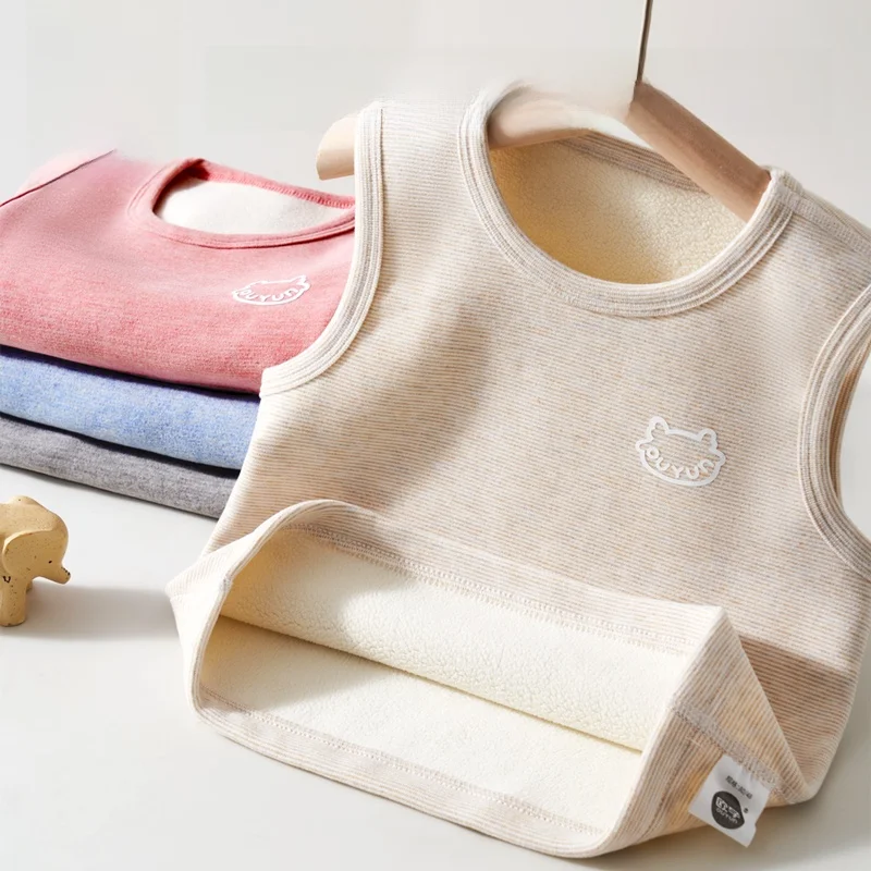 OUYUN Kids Fleece Lined Thermal Vest Sleeveless Base Layer Warm Underwear Top for Boys Girls 80-130cm