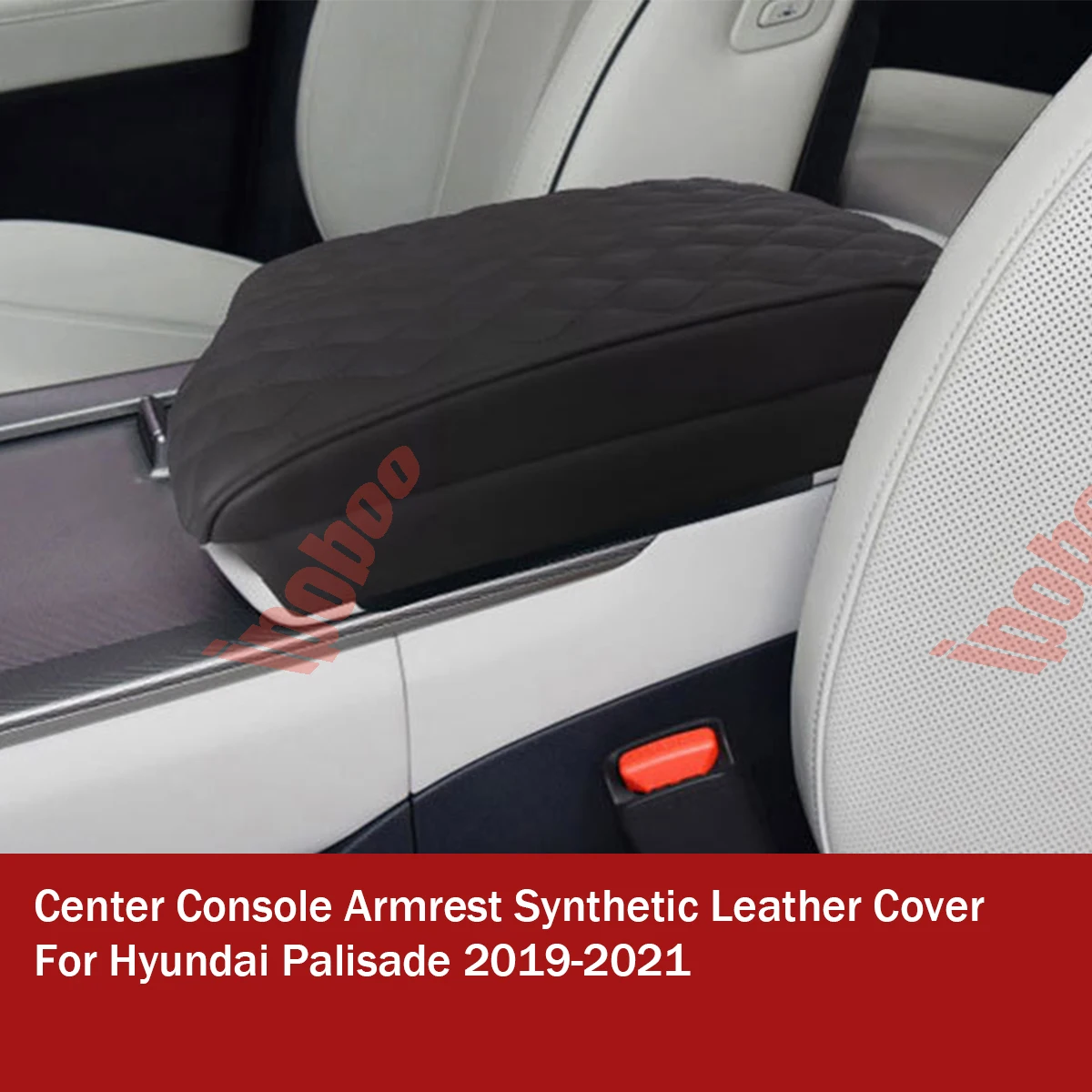 Car Armrest Cover PU Leather Armrest Cushion Pad Glove Box Protector For Hyundai Palisade