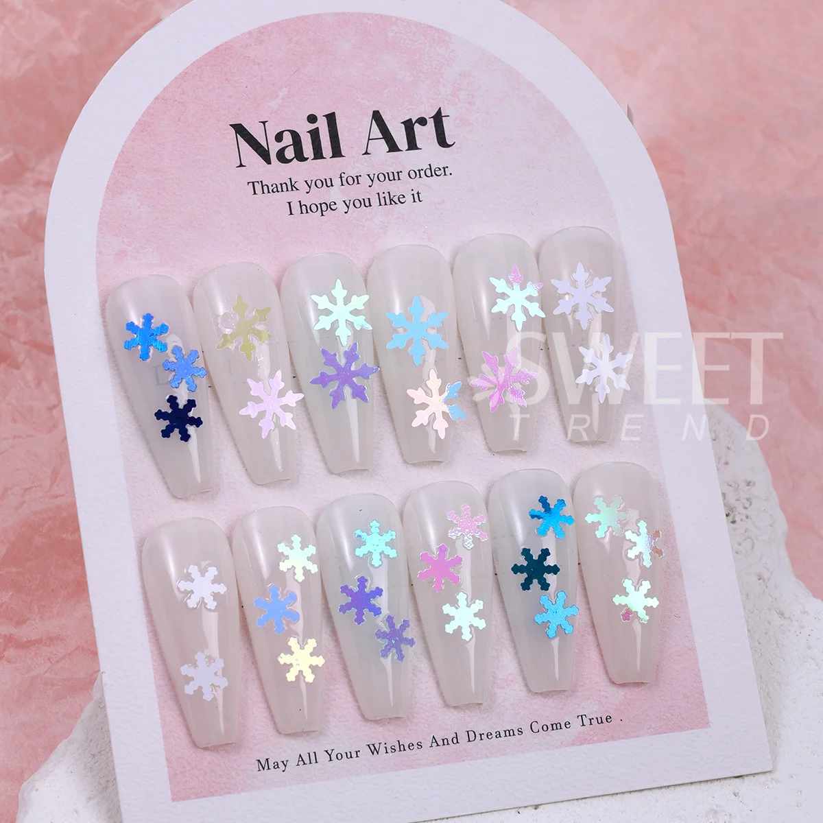 2 Boxes Winter Snowflake Sweater Nail Sequins Blue White Snow Holographic Sugar Powder Design Glitter Flakes Xmas Manicure Decor