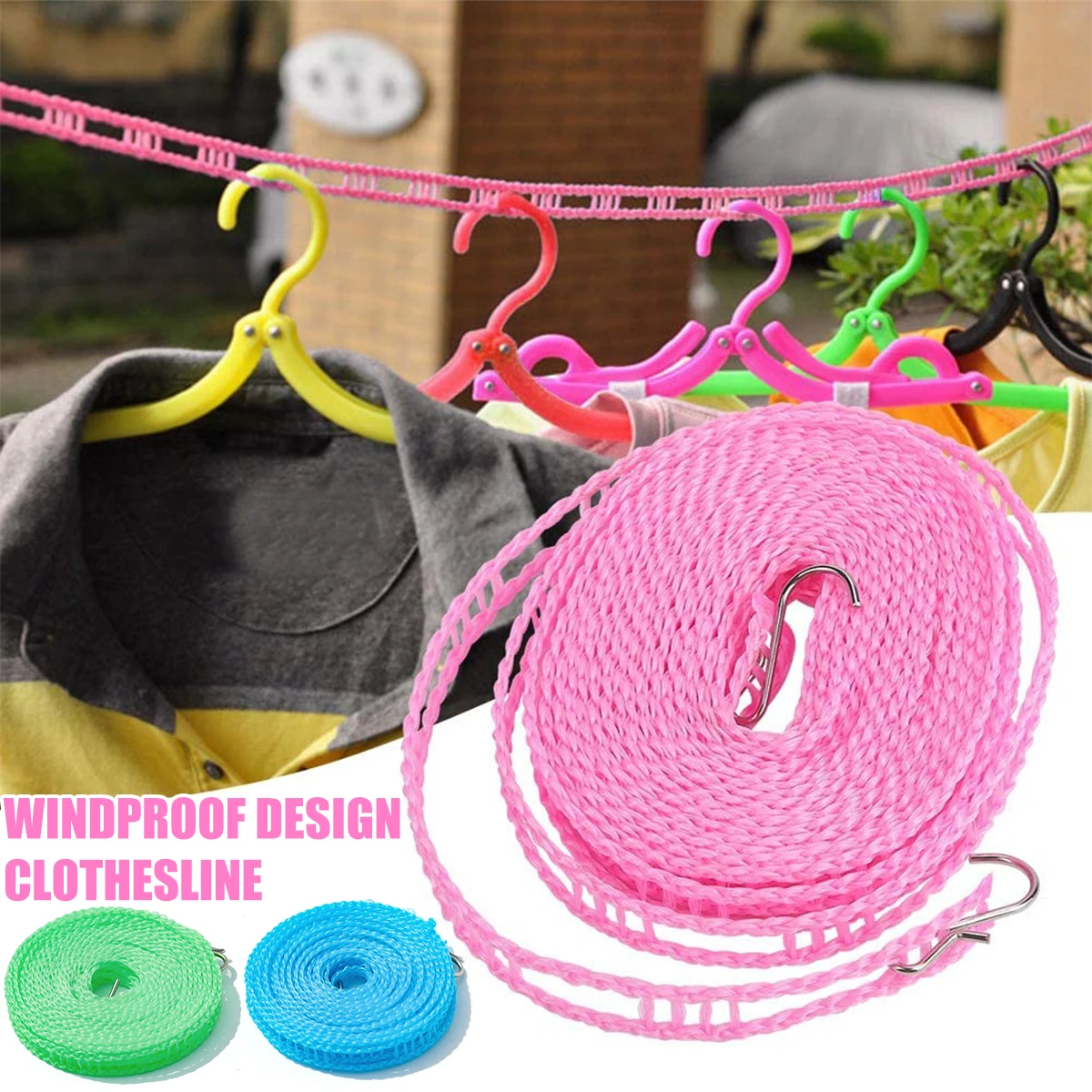 

3/5/10m Portable Clothesline Non-Slip Windproof Fence Type Drying Blankets and Clothes Tools Outdoor Travel Daily Use