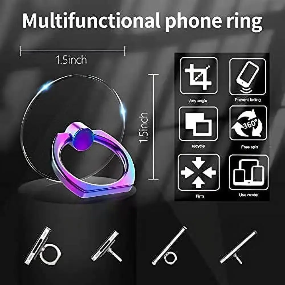 Transparent 360° Rotating Cell Phone Ring Holder and Stand