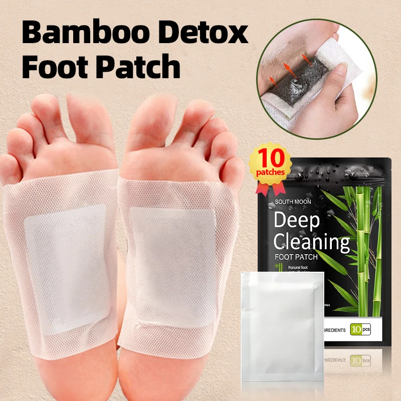 Detox Foot Patches Body Toxin Detoxification Deep Cleansing Slimming Stress Relief Feet Pads Natural Bamboo Ginger Sticker 10pcs