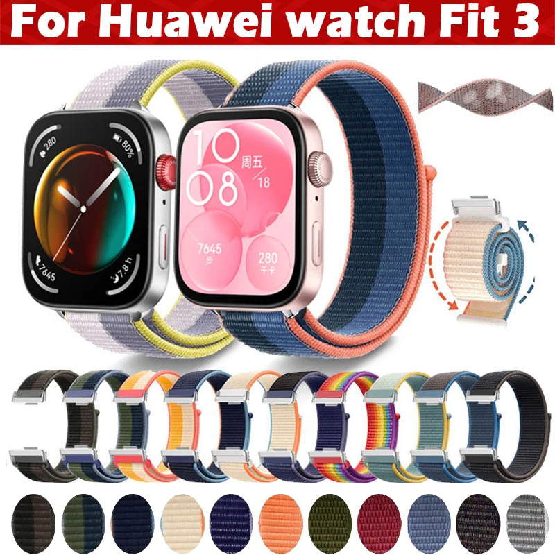화웨이 워치 핏 3 용 나일론 루프 스트랩, 스마트 워치 스포츠 팔찌 소프트 밴드, 화웨이 워치 핏 3 Corrra 워치 밴드 액세서리