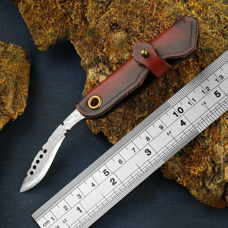 

Damascus Steel Folding Knife Mini Portable Keychain Portable High Hardness Self Defense Military Tactical Camping Fruit Knives