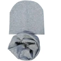 For 4 To 12 Years Old Solid Color Cotton Baby Hat Scarf Set Autumn Winter Boys Girls Beanies Cap Outdoor Warm Baby Hat Cap Set 3