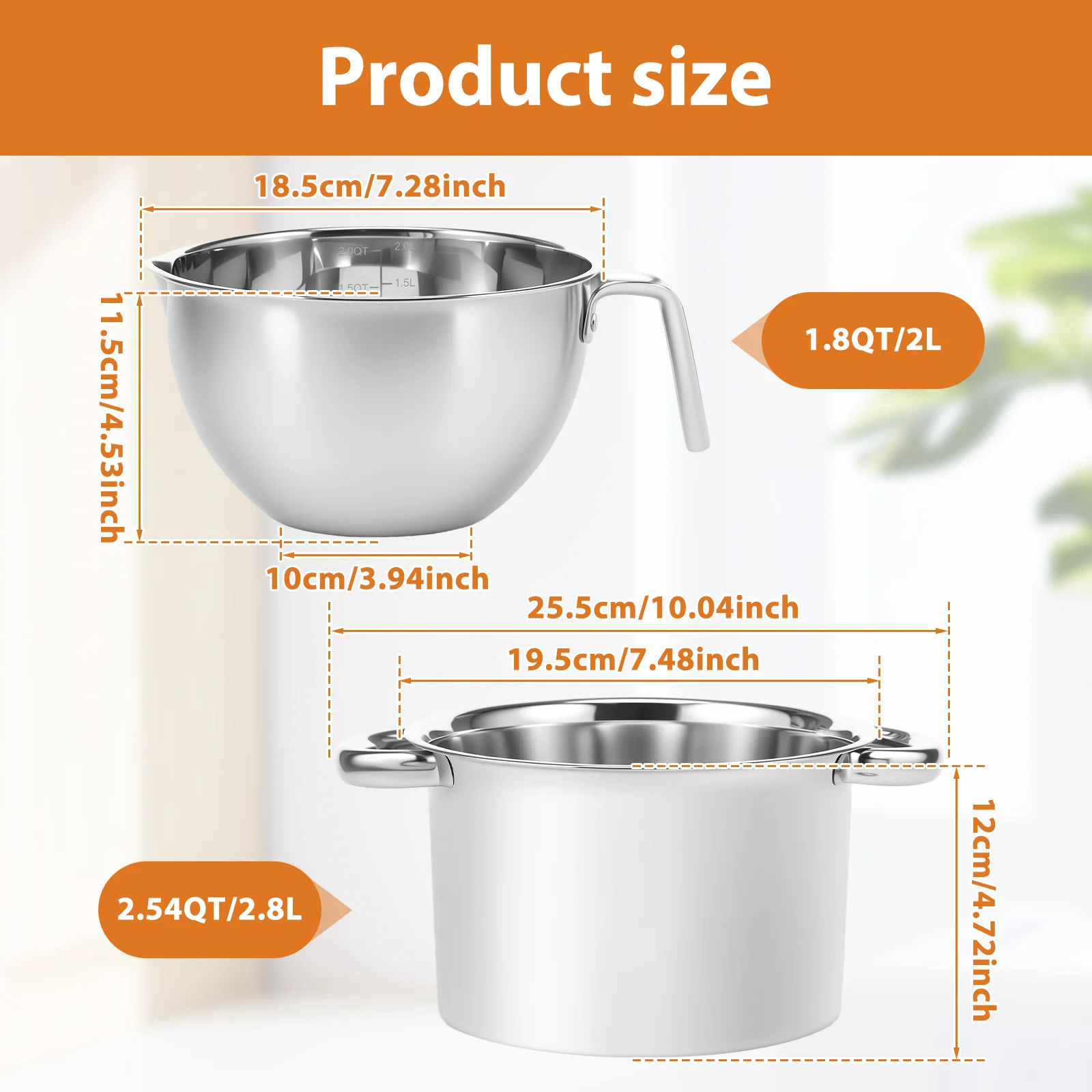 Bakeware Wax Candle Candy Melts Chocolate Double Boiler Pot Set Stainless Steel Chocolate Melting Bowl Cheese Melting Pots