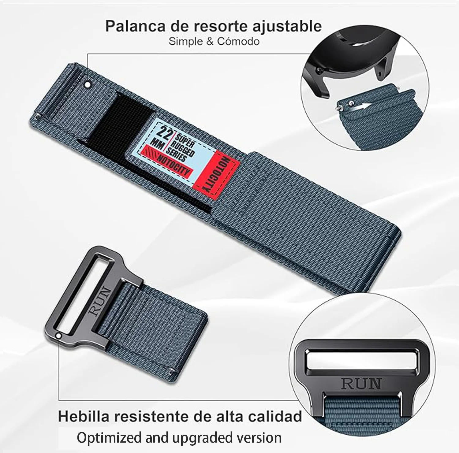 Versatile Nylon Smartwatch Band - 22mm Width
