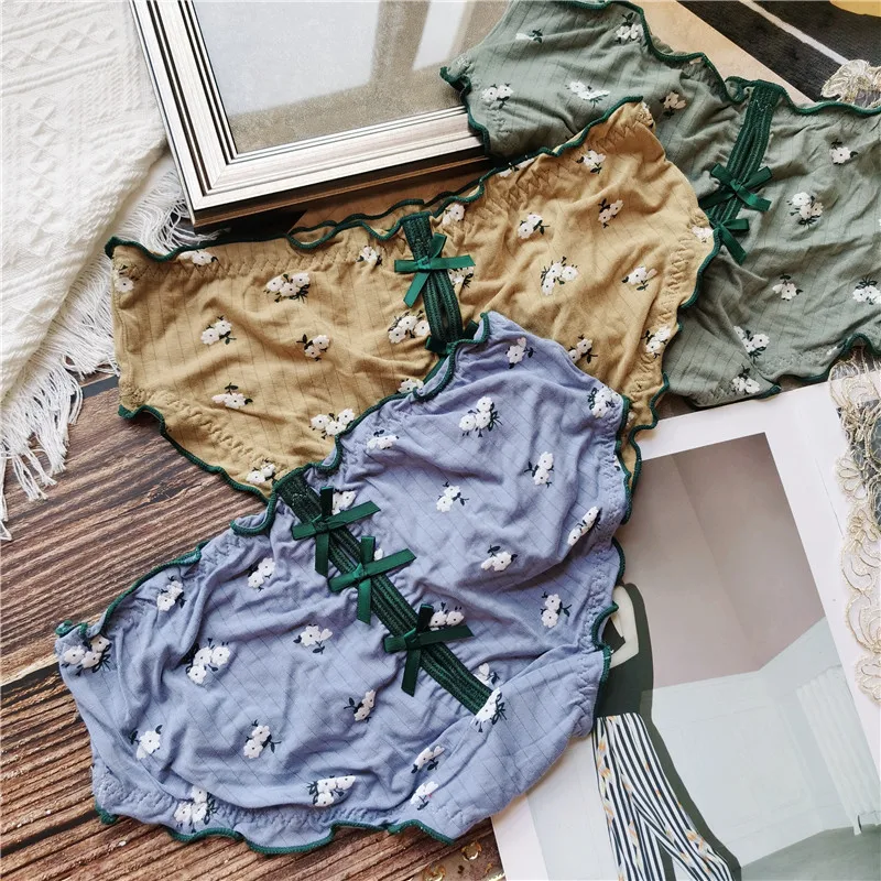 New Women's Cotton Underwear Fashion Contrast Color Hollow Out Bow ...