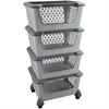 Ggbin 4-Tier Storage Basket Cart with Rolling Wheels Plastic Stacking Basket Bin 1