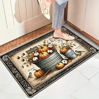 Thanksgiving Fall Pumpkin Theme Door Mat Kitchen Bathroom Laundry Non-slip Floor Mat Living Room Balcony Hallway Entrance Rugs 2