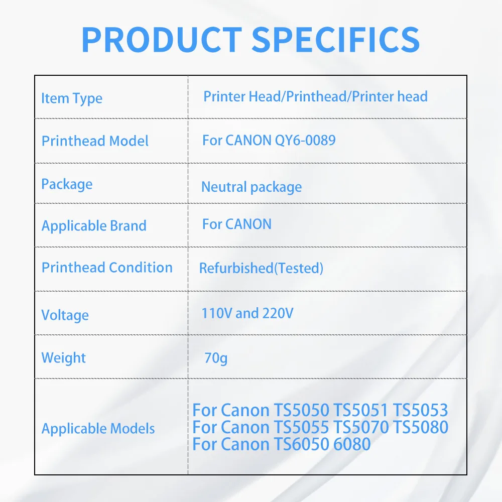 캐논 0089 프린트 헤드, QY6-0089 프린터 헤드, 캐논 TS5050, TS5051, TS5053, TS5055, TS5070, TS5080, TS6050, 6080 용, QY6