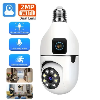 2MP E27 Bulb Surveillance Dual Lens Camera Night Vision Full Color Automatic Human Track Security Monitor Wifi Camera 1
