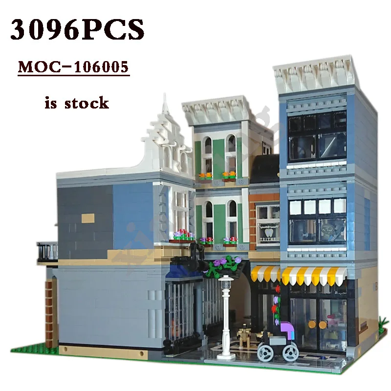 Classic Moc-106005 Assembly Alley - Chamfer - Assembly Square 10255 Alternativa Build Modello Fai Da Te 3096 Building Block Toys
