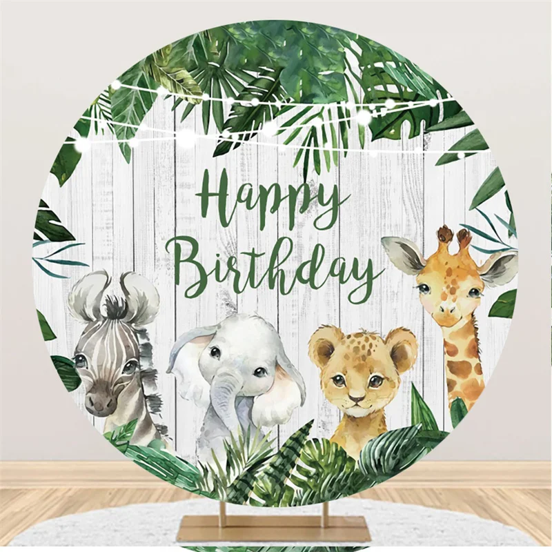 Custom Background Birthday Photozone Round Cartoon Forest Animals Children&s Decoration Wedding Party Backdrops Deco
