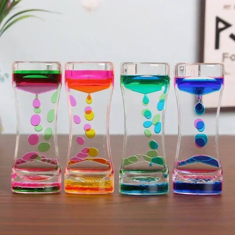 Colored Hourglass Desktop Hourglasses Timer Movement Sensory Toy for Kids Adults Stress Relief Home Office Decor Mixed Color Liquid Motion Bubbler