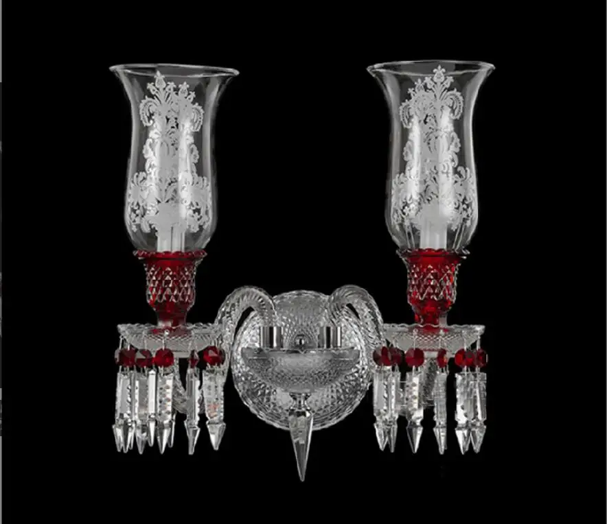 Modern Red Crystal Candle Wall Sconce 4