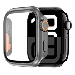 Premium Glass and Bumper Case for Apple Watch - Screen Protector and Cover Combo (Official Space gray)