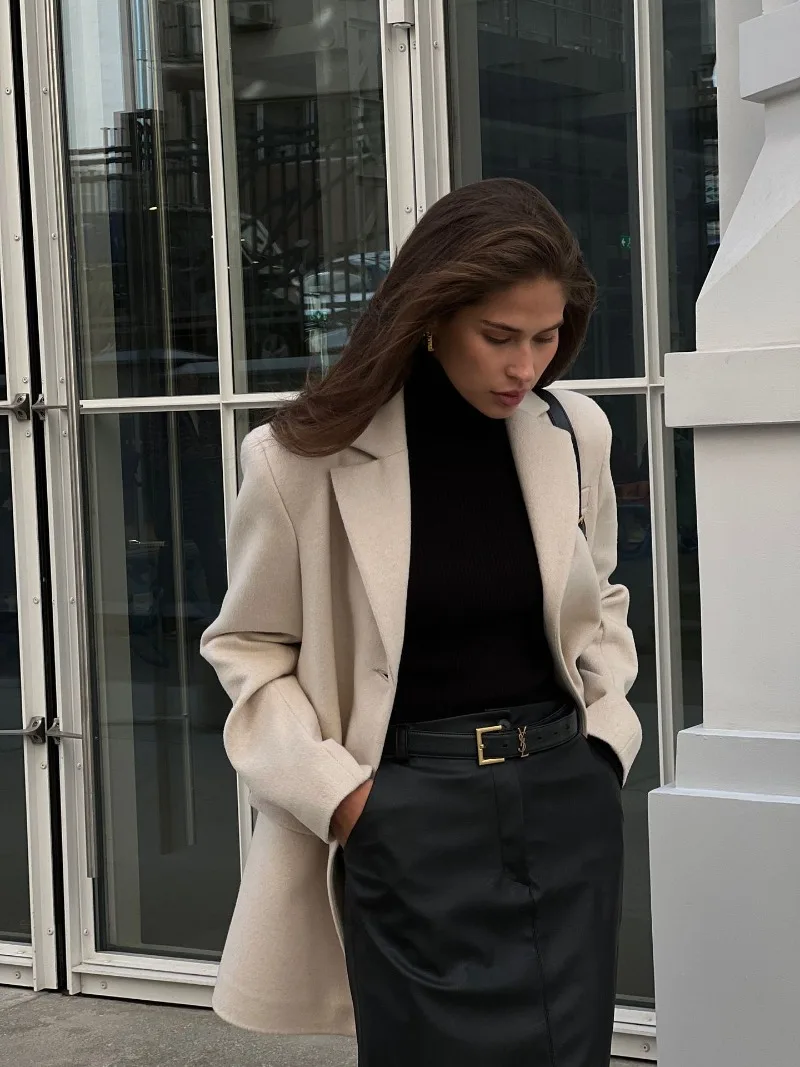 Slit PU Skirts For Women 2025 Spring New Slim Y2K Sheath Skirt Femme Street Solid Casual Fashion Elegant Skirts Womens