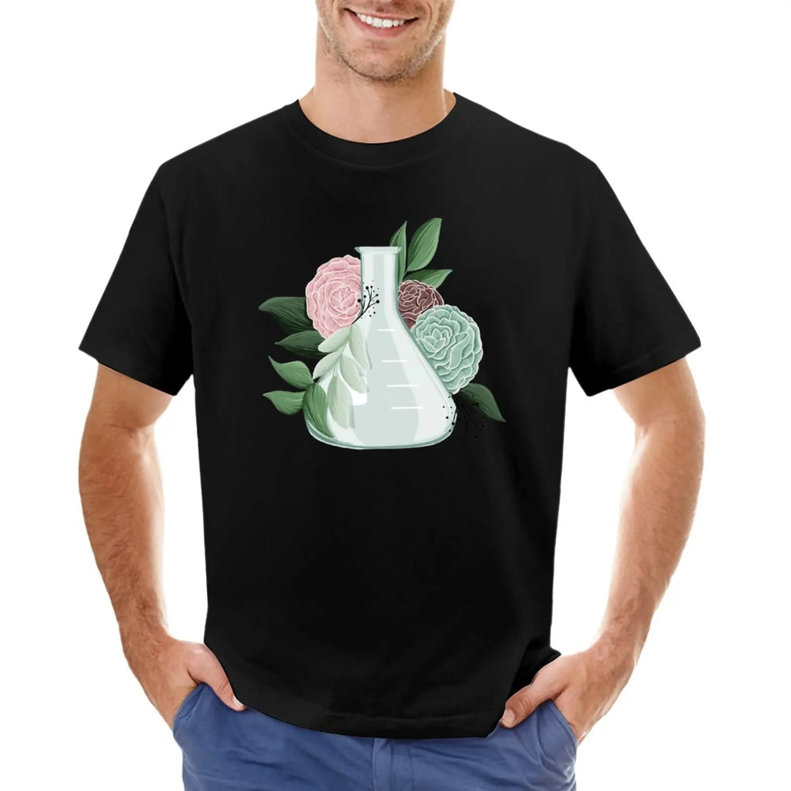 

Floral Erlenmeyer Flask T-Shirt customized t shirts mens graphic t-shirts pack