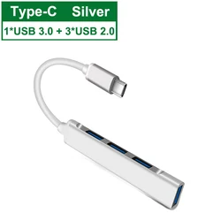 7 - Port High - Speed USB Hub with USB - C and USB - A Connectivity (4Ports TYPE - C Silver)