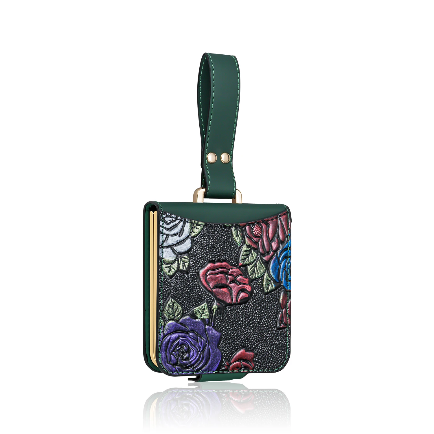 VIETAO Stylish PU Leather Phone Case with Card Slots & Wrist Strap - 3D Relief Design