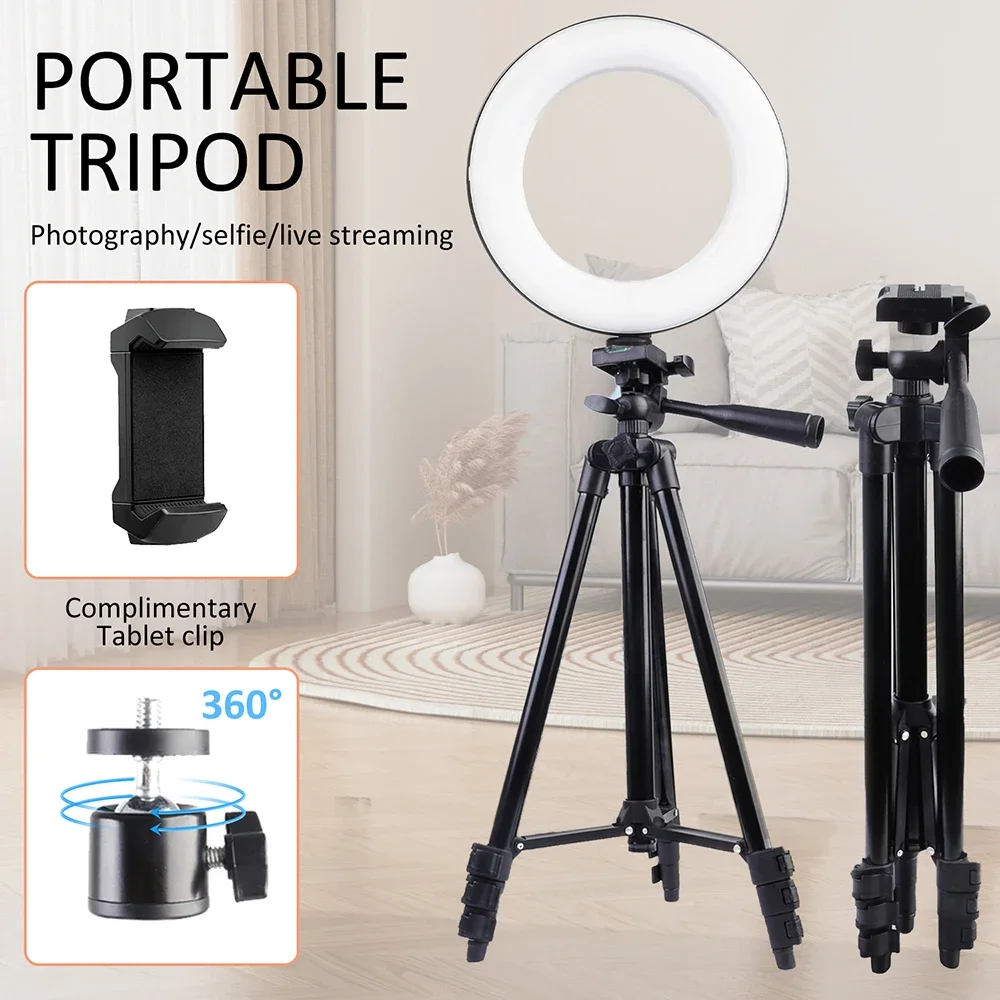 ZOMEI 26cm Photo Ringlight Led Selfie Ring Light Phone Lamp Photography Lighting with 130cm Tripod Stand Holder Youtube Video