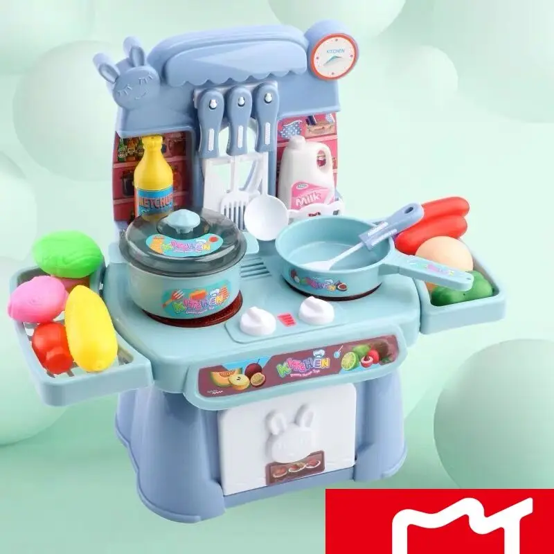 

Kitchen Toys Imitated Chef Light Music Pretend Cooking Food Play Dinnerware Set Safe Cute Children Girl Toy Gift Fun Game GYH