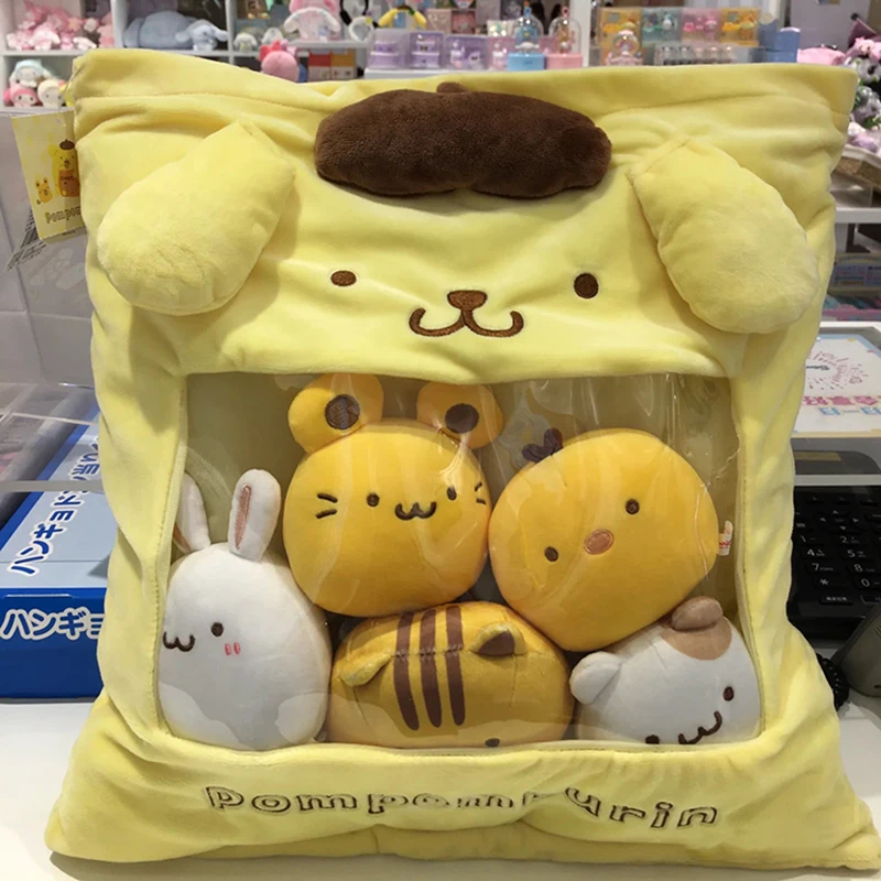 New Sanrio Cartoon Kawaii Melody Pompompurin Kuromi Balls Pudding Candy Home Decorations Plush Stuffed Mini Doll Of Cutel Pillow 4