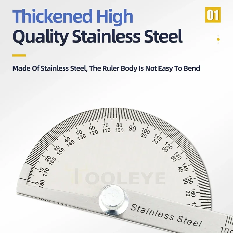 Angle Measuring Tool Angle Protractor Woodworking Measuring Tool 180 Degree Protractor Metal Angle Finder Angle Ruler Woodworking Tools Measuring Ruler Meter Stainless Steel Goniometer
