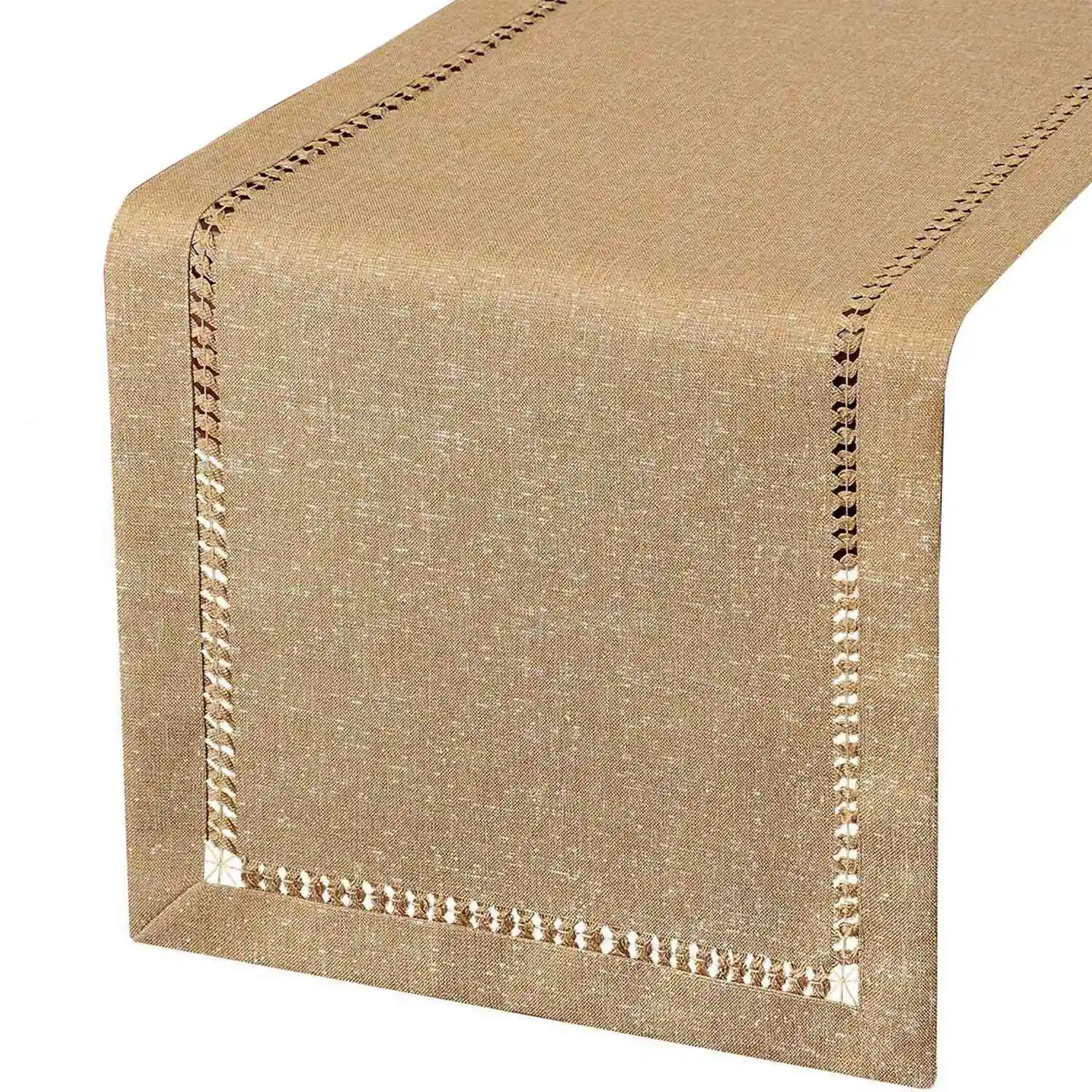 

Прошитая вручную скатерть для обеденного стола комод шарфы, серебряная нить переплетение (темно-бежевый, 12x72 скатерть s)