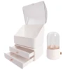 Large Makeup Organizer Make Up Cosmetics Plastic organizer box with Brush Holder Lid and Drawers 2