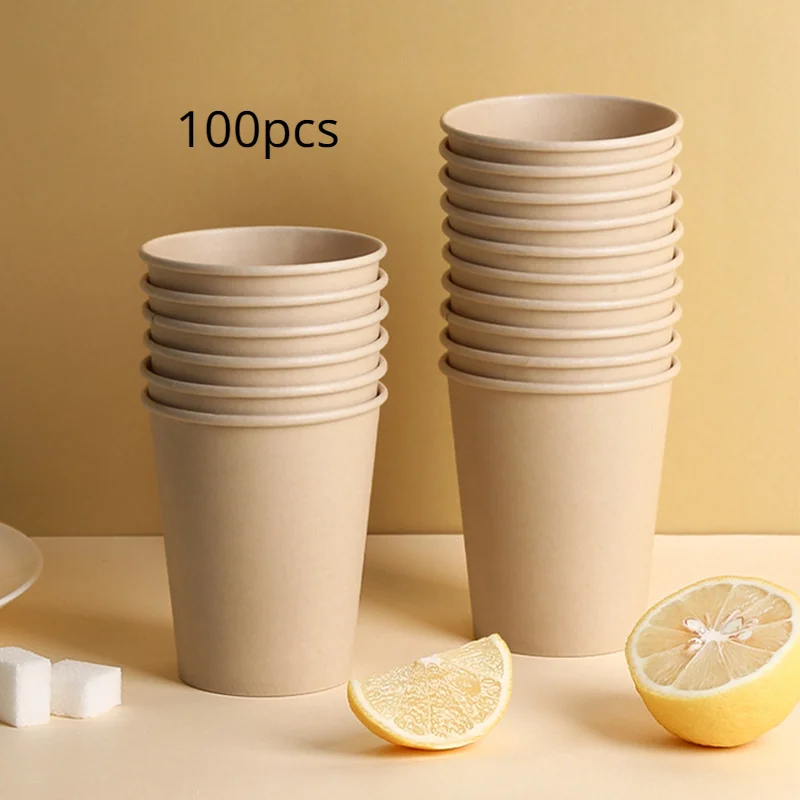 

100pcs, 8.45oz Multifunctional Disposable Solid Color Paper Cups, For Tea、Milk、Beverage Coffee Cups, Home Kitchen Accessories.