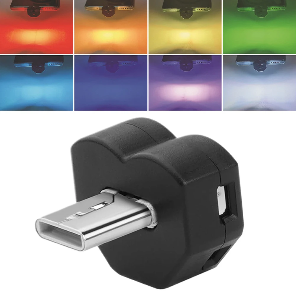 1/2 Pezzi Luce LED per Auto Tipo-C con Sensore di Luce Automatico, Illuminazione Ambientale RGB Notturna, Direzione Regolabile, Lampada USB per Decorazione Interna del Veicolo - immagine 3