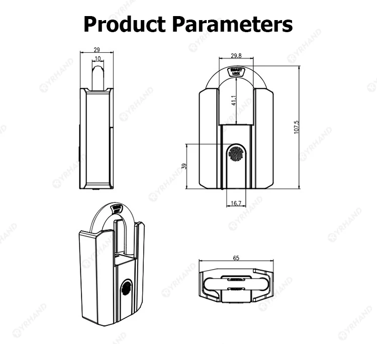 IP67 TTLock Bluetooth APP Smart Padlock Fingerprint Lock Keyless Mini Bag with A