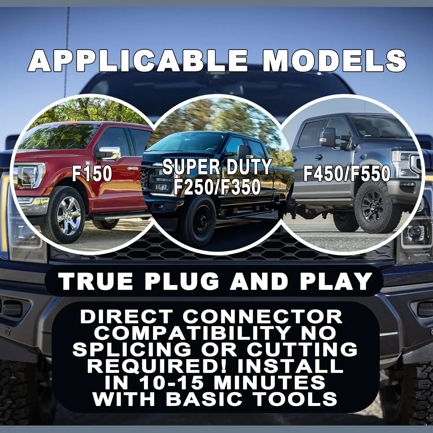 포드 F150 2015-2023, F450/F550 2017-2022용 후면 카고 베드 램프 라이트 스위치 배선 하네스 키트 플러그 앤 플레이 디자인
